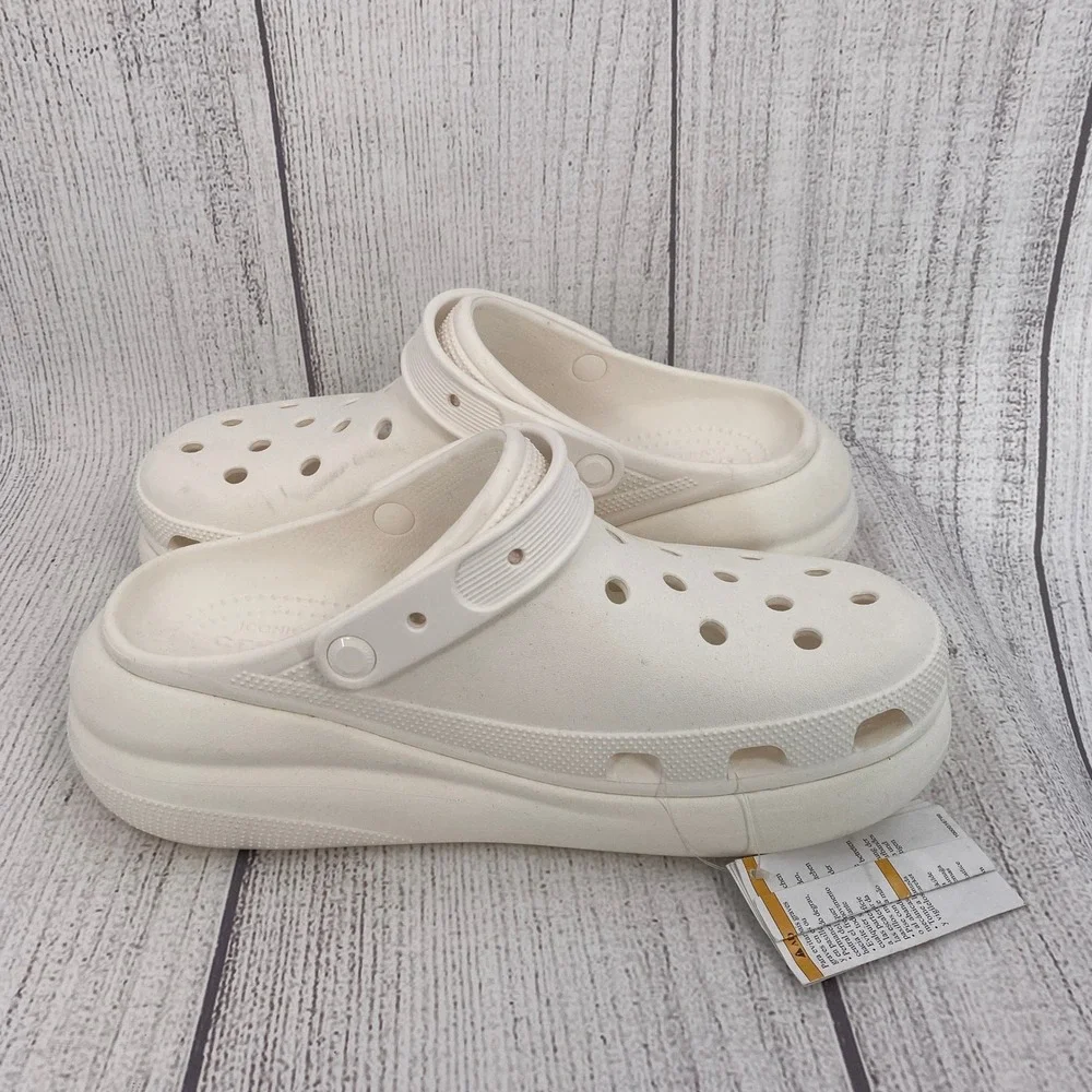 Crocs Classic Crush Clog Mens 11 Womens 13 White Platform Chunky Comfort Shoes